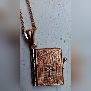 Gold Bible Pendant Necklace
